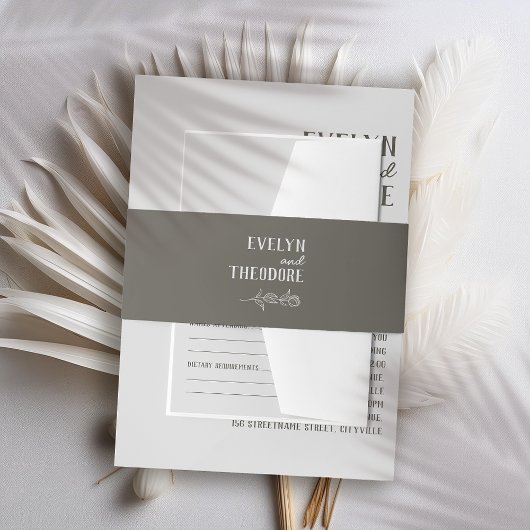 Elegante, neutrale Linie Blume Hochzeit Einladungsbanderole