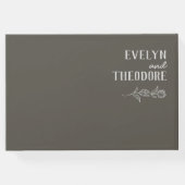 Elegante, neutrale Linie Blume Hochzeit Gästebuch (Rückseite)