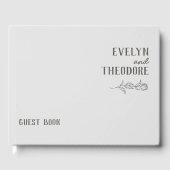 Elegante, neutrale Linie Blume Hochzeit Gästebuch (Vorderseite)