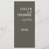 Elegante, neutrale Linie Blume Hochzeit Menükarte (Rückseite)