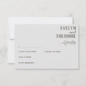 Elegante, neutrale Linie Blume Hochzeit RSVP Karte (Vorderseite)