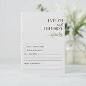 Elegante, neutrale Linie Blume Hochzeit RSVP Karte (Stehend Vorderseite)