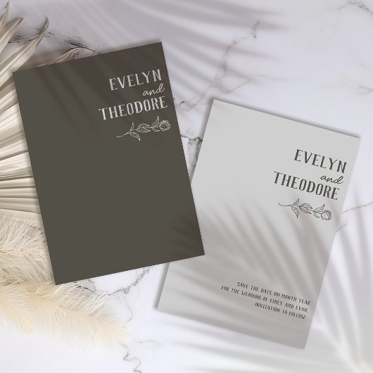 Elegante, neutrale Linie Blume Hochzeit Save The Date