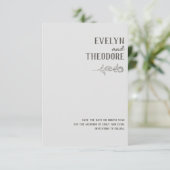 Elegante, neutrale Linie Blume Hochzeit Save The Date (Stehend Vorderseite)