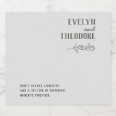 Elegante neutrale Linie Blume Hochzeit Schaumweinetikett (Einzelnes Label)