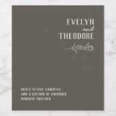 Elegante neutrale Linie Blume Hochzeit Weinetikett (Einzelnes Label)