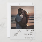 Elegante neutrale Linie Kunstblume Einladung (Rückseite)