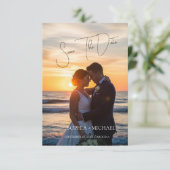 Elegante neutrale Magnolien-Hochzeit im Blumenstil Save The Date (Stehend Vorderseite)