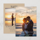 Elegante neutrale Magnolien-Hochzeit im Blumenstil Save The Date (Vorne/Hinten)