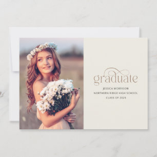 Elegante Neutrale Moderne 1-Foto-Graduierungsparte Einladung