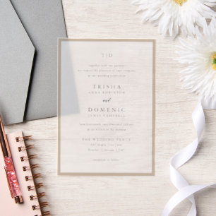 Elegante, neutrale Monogramm Moderne Hochzeit Pergament Einladungen