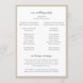 Elegante, neutrale Monogramm Moderne Hochzeit Programm (Rückseite)