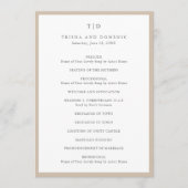 Elegante, neutrale Monogramm Moderne Hochzeit Programm (Vorderseite)