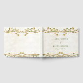 Elegante, neutrale Ockercreme Grüne Rustikale Hoch Gästebuch (Voll)