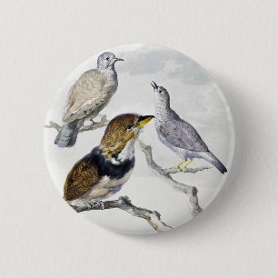 Elegante neutrale Ton Vögel auf Ast Kunst Button
