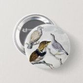 Elegante neutrale Ton Vögel auf Ast Kunst Button (Vorne & Hinten)