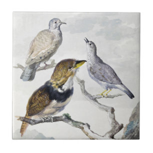 Elegante neutrale Ton Vögel auf Ast Kunst Fliese