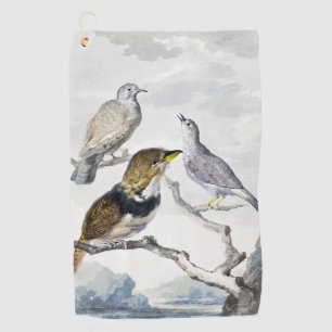 Elegante neutrale Ton Vögel auf Ast Kunst Golfhandtuch