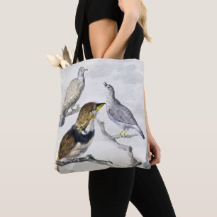 Elegante neutrale Ton Vögel auf Ast Kunst Tasche