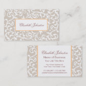 Elegante neutrale Tone Damask Feminine Floral Visitenkarte (Vorne/Hinten)