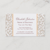 Elegante neutrale Tone Damask Feminine Floral Visitenkarte (Rückseite)
