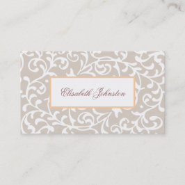 Elegante neutrale Tone Damask Feminine Floral Visitenkarte