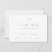 Elegante, neutrale traditionelle Hochzeit RSVP Karte (Vorderseite)