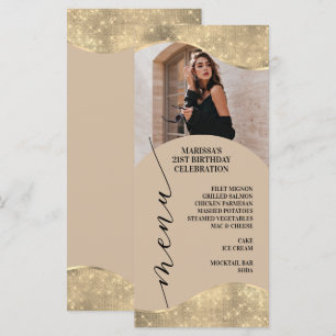 Elegante neutrale und Champagner-Gold-Speisekarte  Menükarte