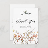 Elegante neutrale Vintage Blumenhochzeit Dankeskarte (Vorne/Hinten)