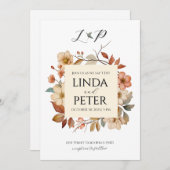 Elegante neutrale Vintage Blumenhochzeit Einladung (Vorne/Hinten)