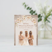 Elegante neutrale Wildblumen boho arch Bridesmaid Einladung (Stehend Vorderseite)