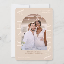 Elegante neutrale Zwei-Foto QR UAwg Wedding Einladung