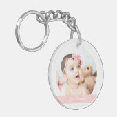 Elegante New Baby Girl Siblings Fotos Keepake Schlüsselanhänger (Vorderseite links)