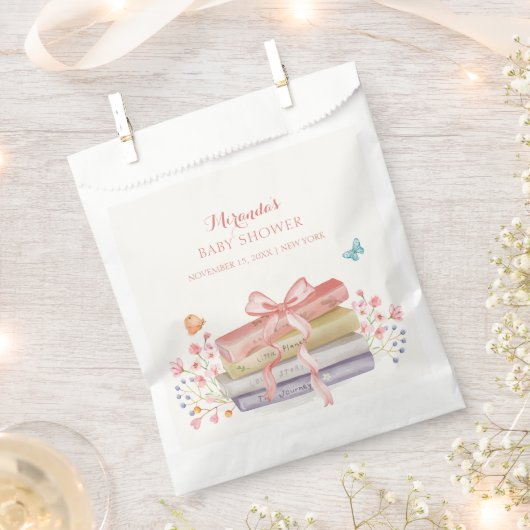 Elegante New Chapter Floral Bow Book Baby Shower Geschenktütchen (Ausgeschnitten)