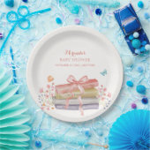 Elegante New Chapter Floral Bow Book Baby Shower Pappteller (Party)