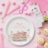 Elegante New Chapter Floral Bow Book Baby Shower Pappteller (Party)