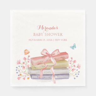 Elegante New Chapter Floral Bow Book Baby Shower Serviette