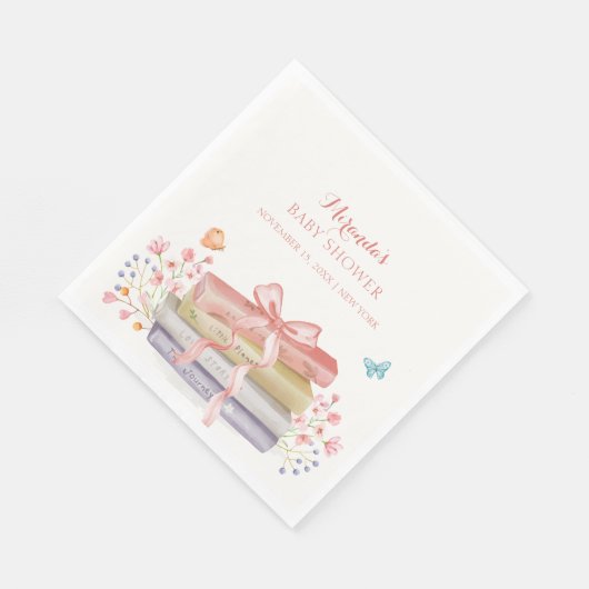 Elegante New Chapter Floral Bow Book Baby Shower Serviette (Ecke)