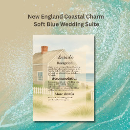 Elegante New England Coastal Soft Blue Wedding Begleitkarte