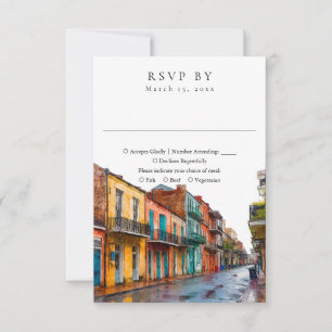 Elegante New-Orleans-Wasserfarben-Hochzeit RSVP Karte
