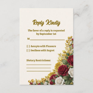 Elegante New Yorker Rosenblüten-Hochzeits-RSVP-Kar RSVP Karte