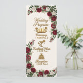Elegante New Yorker Rosenblüten-Hochzeitsprogrammk Programm (Stehend Vorderseite)