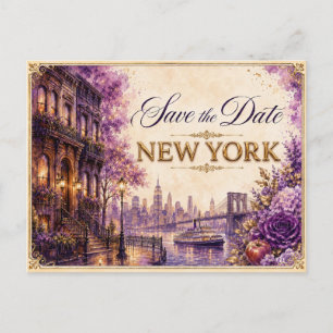 Elegante New Yorker Save-the-Date-Hochzeits-Einlad Postkarte