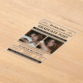 Elegante Newspaper Themed 2 Foto Graduation Party Acryleinladungen (Ablage )