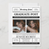 Elegante Newspaper Themed 2 Foto Graduation Party Einladung (Vorderseite)