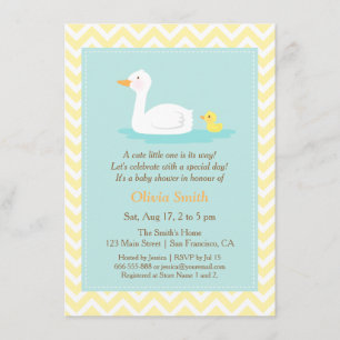 Elegante Niedlich Duck Zickzack Baby Shower Einlad Einladung