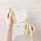 Elegante Niedlich-gelbe Daffodil-Blütenhochzeit All In One Einladung (Abreißen)