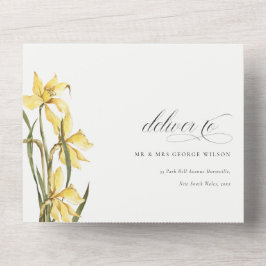 Elegante Niedlich-gelbe Daffodil-Blütenhochzeit All In One Einladung