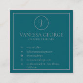 Elegante Niedlich-grüne moderne Monogram Custom Quadratische Visitenkarte (Rückseite)
