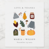 Elegante Niedlich warme, gemütliche Herbsthochzeit Weinetikett (Einzelnes Label)